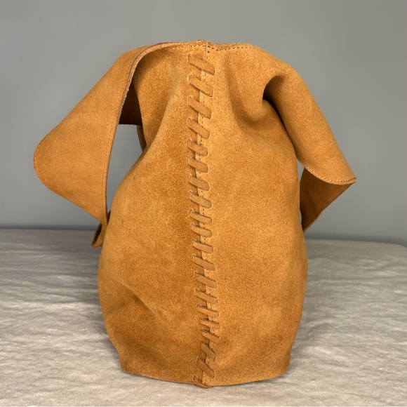 SOLD NWOT Boden Tan Suede Stitch Detail Hobo Bag A1141 Large Brown Slouchy Purse - Picture 10 of 16
